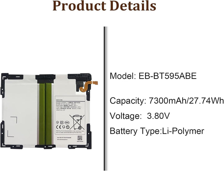HIGHAKKU Ersatzakku Batterie EB-BT595ABE kompatibel mit Samsung Galaxy Tab A 2018 10.5 Inch SM-T590