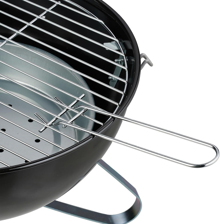 Relaxdays Kugelgrill, tragbar, Ø 37 cm, Picknickgrill für Garten & Park, Holzkohlegrill mit Deckel,