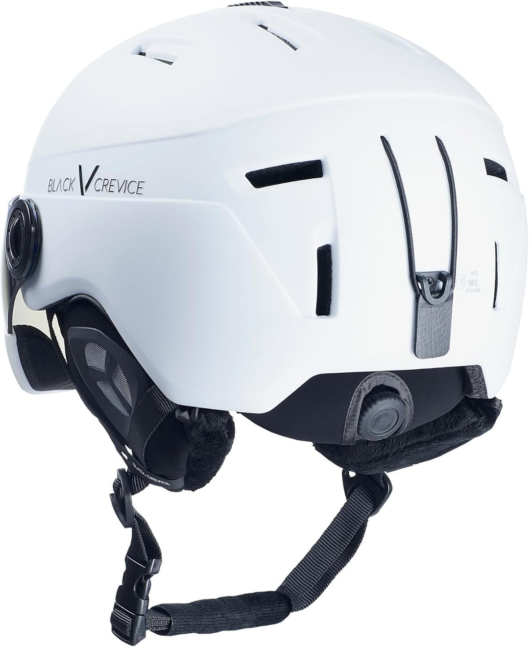 Black Crevice Skihelm Calgary I Skihelm mit Visier im Pilotenstyle I Skihelm Herren &amp; Damen I Skihel