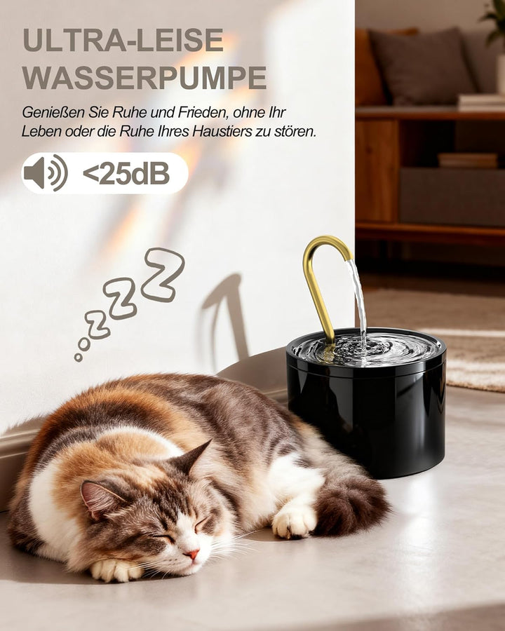Kittyspout Katzenbrunnen Keramik, 1.2L Trinkbrunnen mit 3 Wasserstufen und Kupferrohr, Leiser Trinkb
