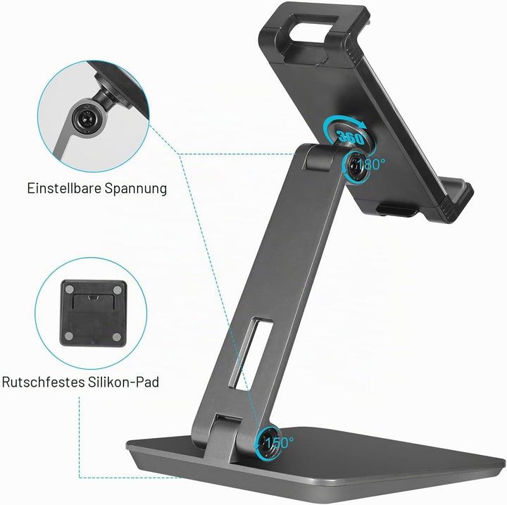SHUOSUO Tablet Ständer Verstellbar & Faltbar, Schwerer Aluminium Tablet Halterung Halter Tisch, komp