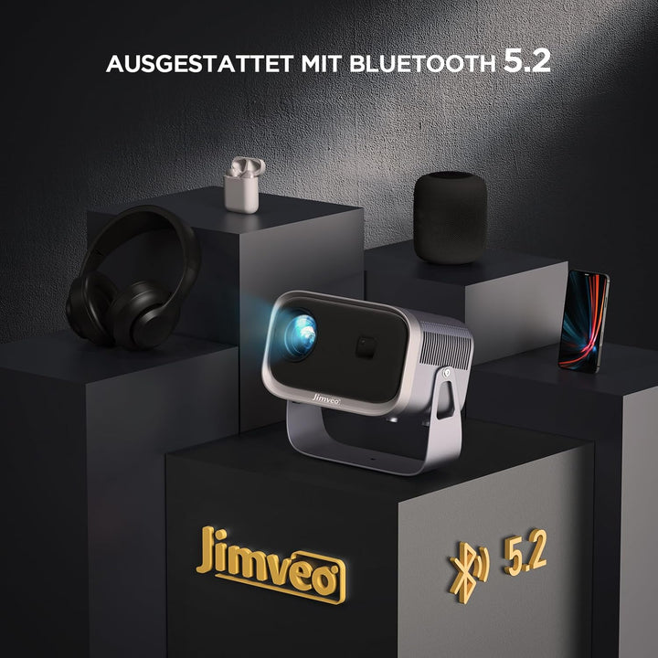 Beamer【360° Rotating & Elektrischer Fokus】 25000L 1080P HD Mini Beamer Handy WiFi6 Bluetooth Projekt