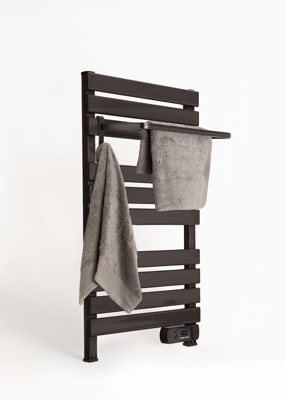 CREATE / WARM Towel 500W / Elektrischer Badheizkörper Schwarz mit Regal / 96,9x5x55cm / Für Boden od