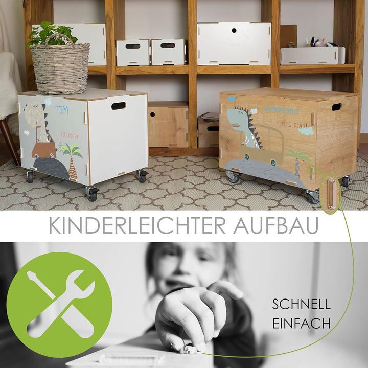 Peronalisierbare Rollbox mit Dino Kinder-Motiv (33x45,5x34,5cm + 6cm Räder-Höhe) Kisten/Boxen person