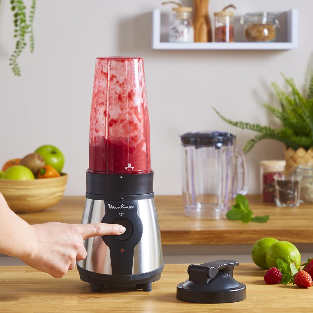 Moulinex Blend&Go LM1B1D 300W Mixer, Smoothie-Mixer mit 750 ml Kunststoffkrug, inklusive 750 ml trag