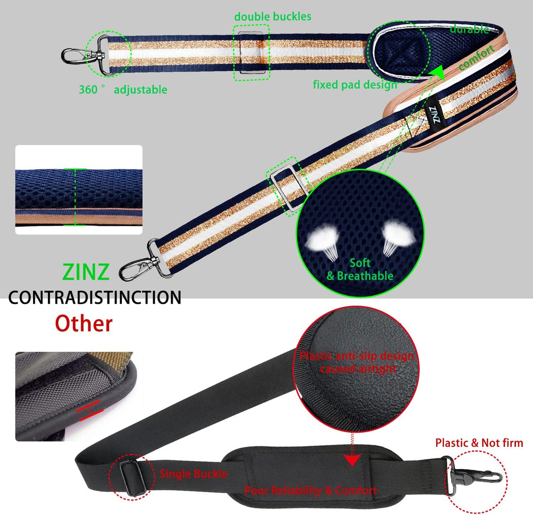 ZINZ 79 Zoll Schultergurt, Unbeweglichem Kissen und Zwei Balance-Schnallen Universal-Ersatzgurt mit