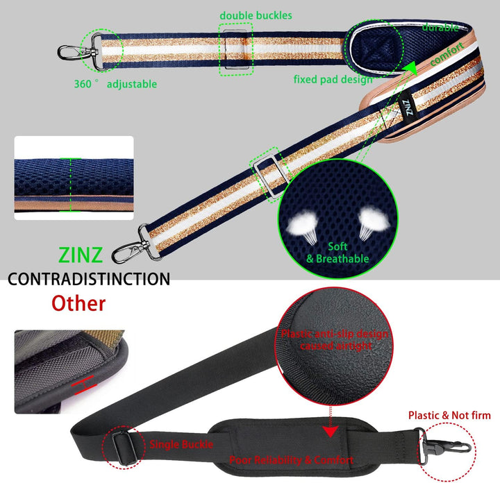 ZINZ 79 Zoll Schultergurt, Unbeweglichem Kissen und Zwei Balance-Schnallen Universal-Ersatzgurt mit