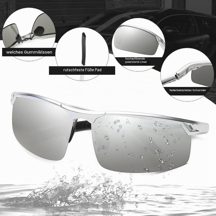 DUCO Sonnenbrille für Herren Retro Polarisierte Sonnenbrille Ultraleichte Sportbrille Al-Mg Metallra
