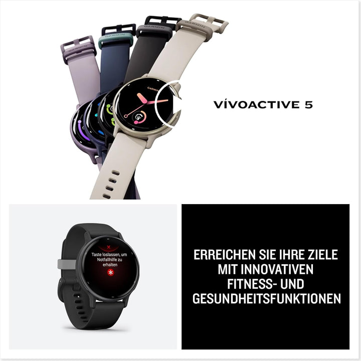 Garmin Vivoactive 5 AMOLED GPS Smartwatch mit Fitness- und Gesundheistfunktion, Musik, Schwarz/Schie