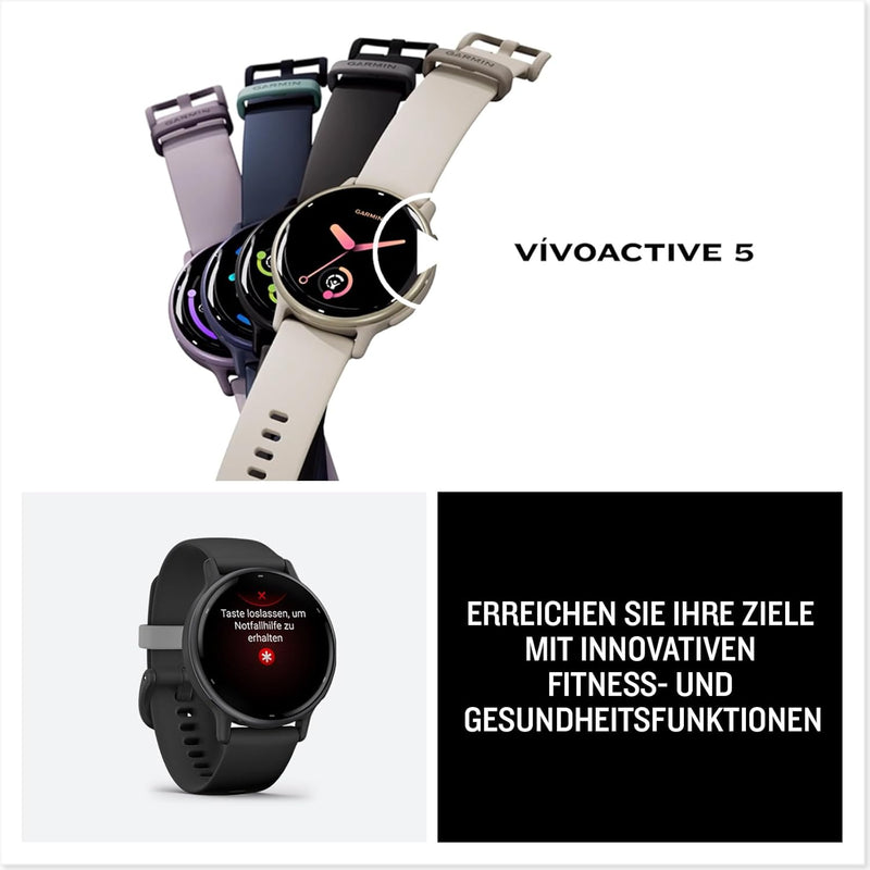 Garmin Vivoactive 5 - GPS-Smartwatch mit 1,2" AMOLED Touchdisplay, Fitness- und Gesundheits- und Mus