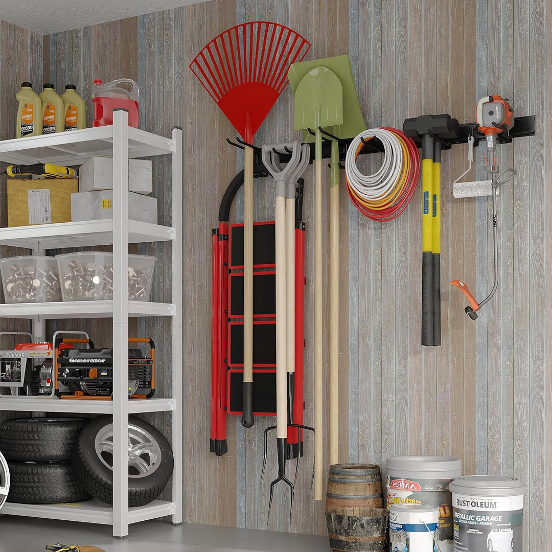 BONTEC Wandmontierter Werkzeughalter, 294kg Tragfähigkeit, 3 Rail Panels, Verstellbare Garage Wandre