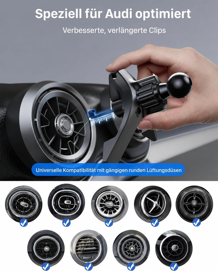 YOSH Handyhalterung Auto für Runde Lüftung [2.0 Upgrade für Audi], Upgrade-Dreieckshaken für Audi A1