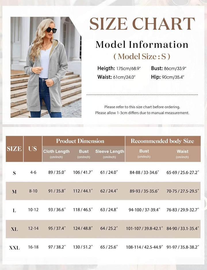 Nadeer Damen Mantel Plüschjacke mit Kapuze Lang Gefüttert Hoodies Plüsch Reissverschluss Mittellang