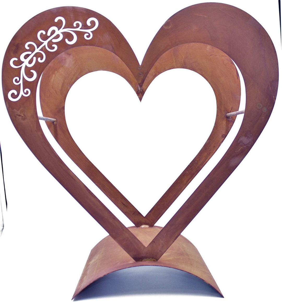 Rostikal Herz Holzregal Metall 50 x 30 cm Kaminholzregal Rost Deko Valentinstag 54 x 50 cm, 54 x 50