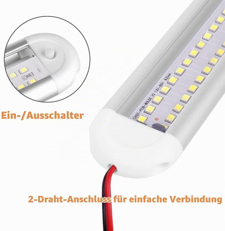 URAQT 80 LED Innenbeluchtung, 2 Stück 12V LED Leiste 1200LM 8W DC LED Innenlichtleiste Mit 2 Verläng