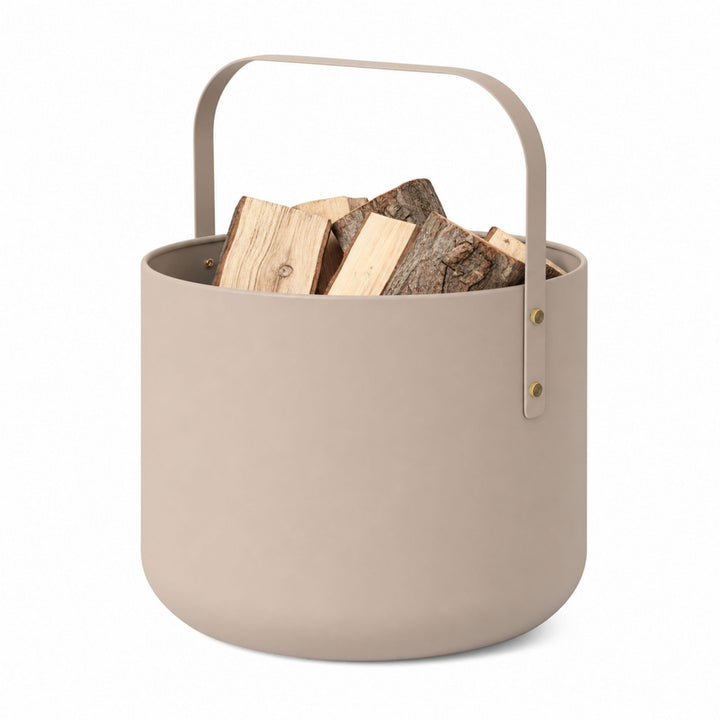 LIVLIG Design Kaminholzkorb Metall, Holzkorb für Kaminholz mit Henkel, Grosser Korb für Kaminholz 36
