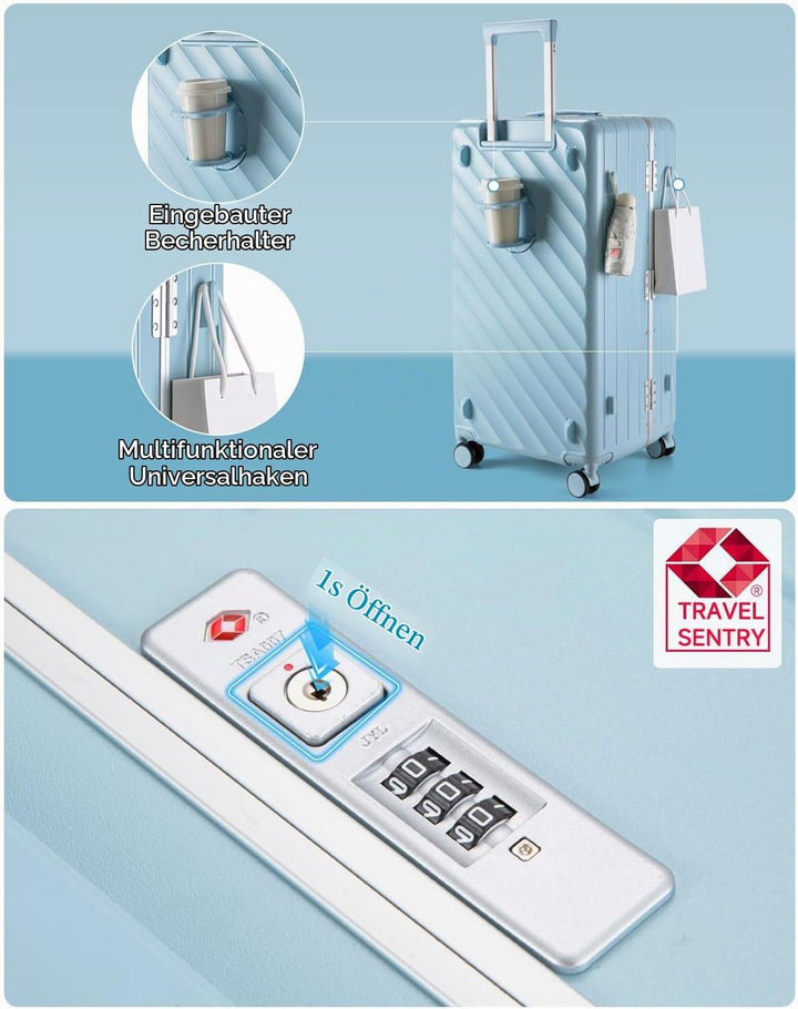 Sea choice Kofferset 2 Teilig Hartschale Trolley Handgepäck mit Laptopfach und Grosse Kapazität 30in
