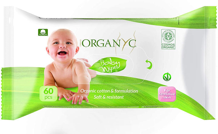 Organ(y) c, Feuchte Babytücher aus 100% zertifizierter Bio-Baumwolle - 12 Packungen zu je 60 Tücher