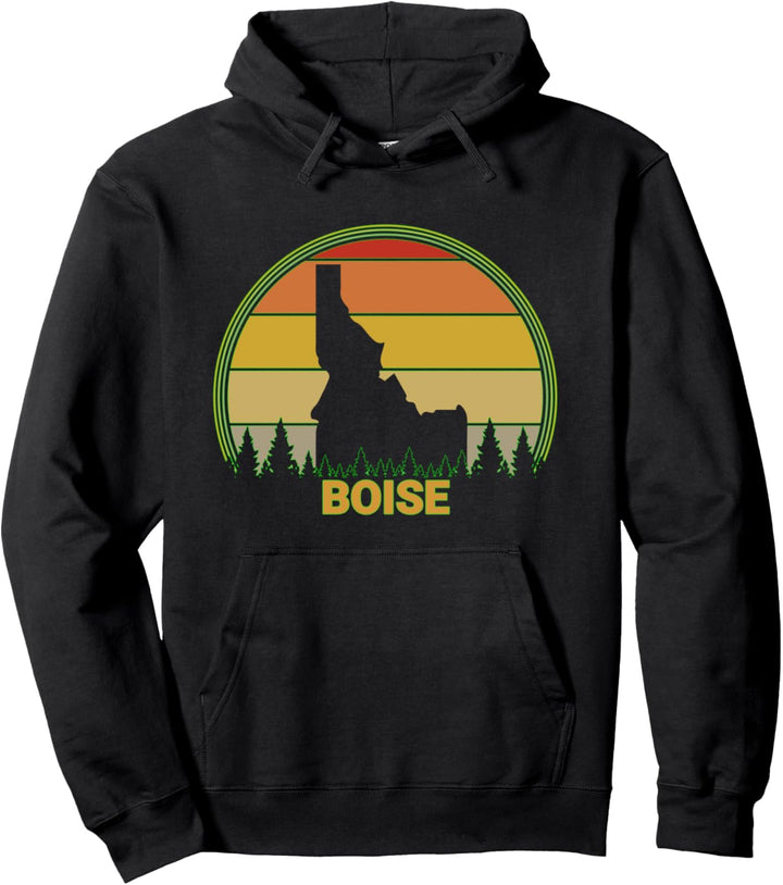 State of Idaho Karte Bäume Sonnenuntergang Boise Idaho Pullover Hoodie