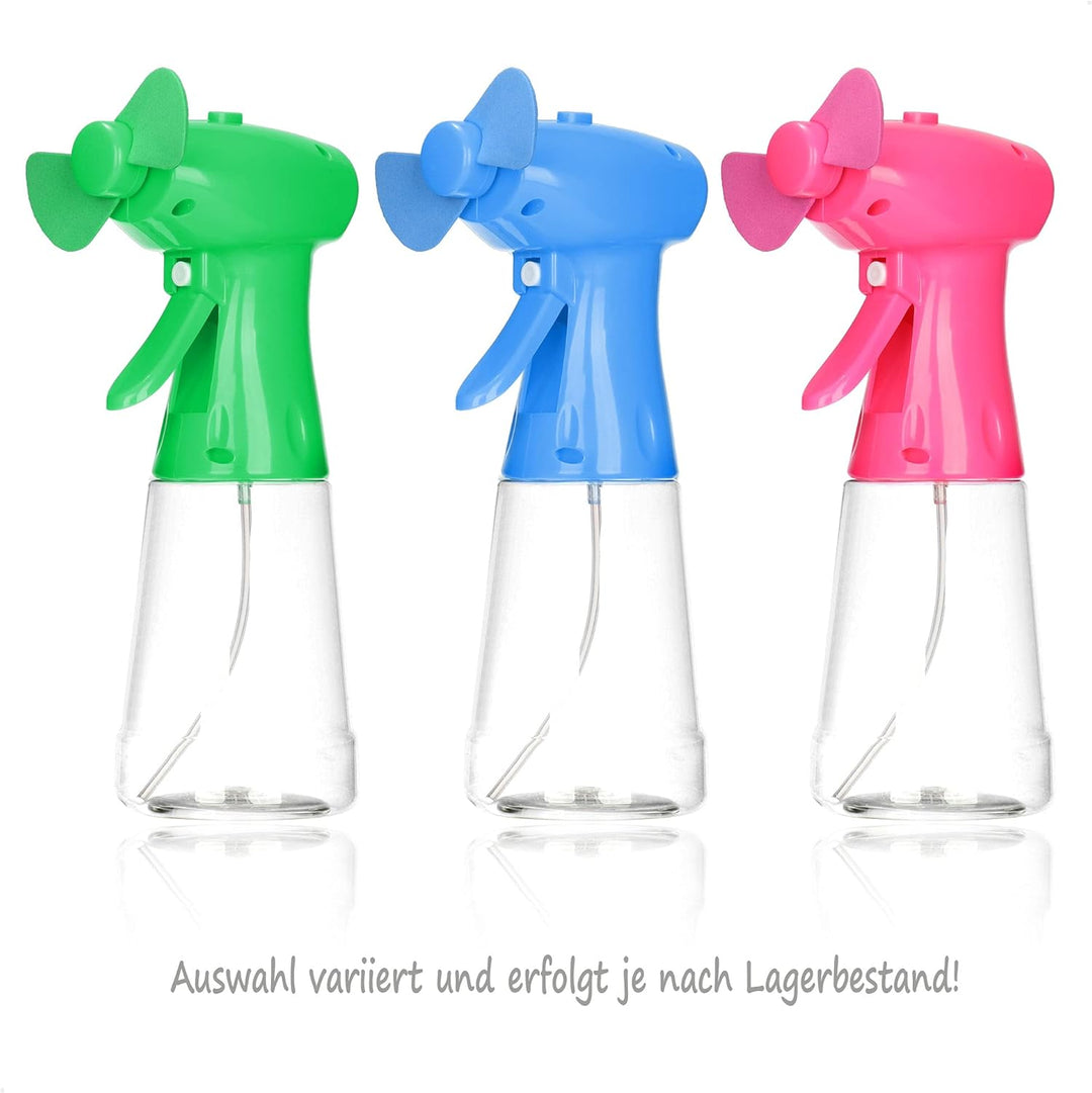 com-four® 6x Ventilator-Sprühflasche - sicherer Sprühventilator - Wassersprüher zur Abkühlung im Som