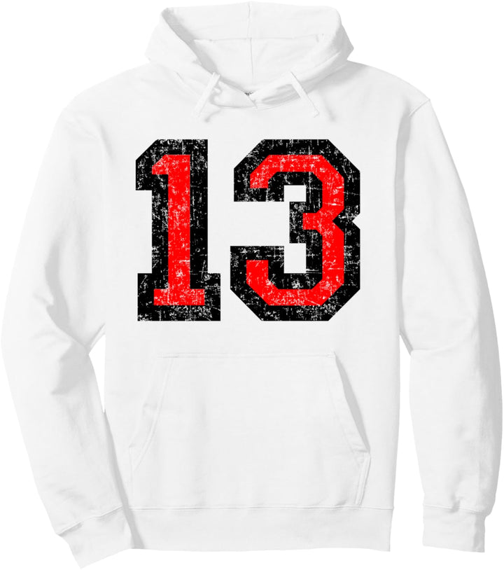 Nummer 13 (Vintage Schwarz/Rot) Pullover Hoodie