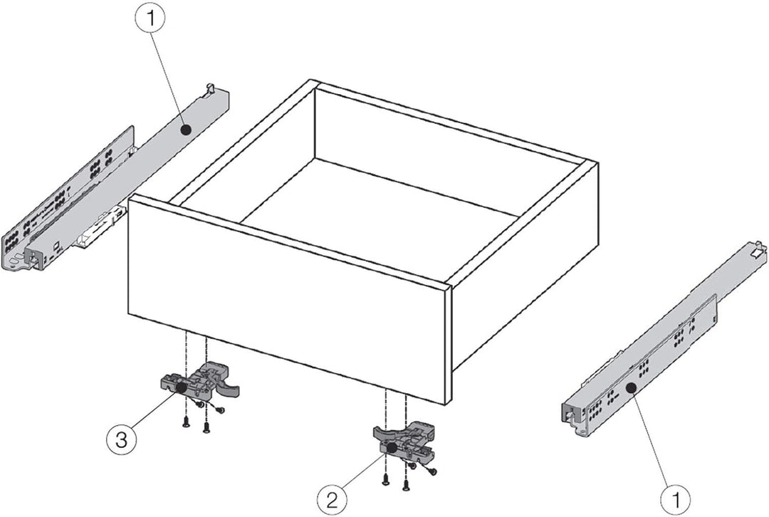 SOTECH 1 Paar Smart Slide Vollauszüge UV4-40-K2D-L550-PS für Holzschublade 550 mm Unterflurführung m