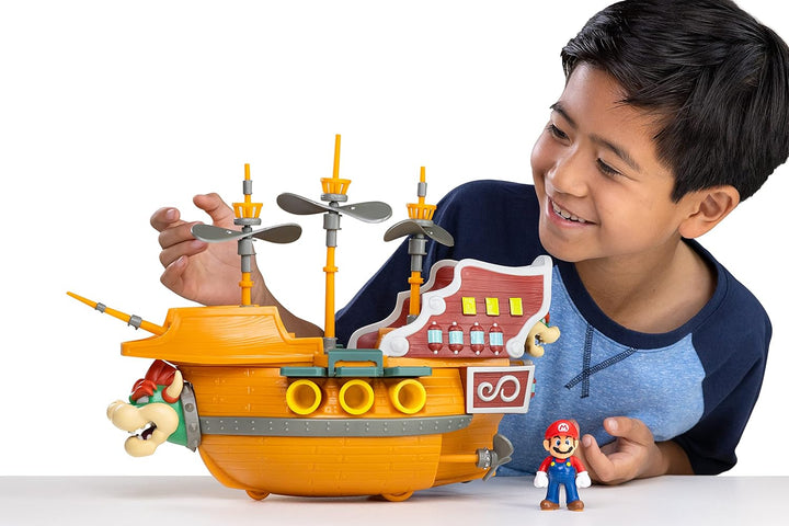 Super Mario Deluxe Bowsers Luftschiff-Spielset mit Mario-Actionfigur