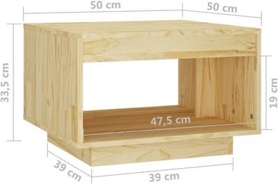 FIRBNUS 50x50x33,5 cm Beistelltisch Holz Wohnzimmer Tisch für Couch Quadratischer Wohnzimmertisch Mo