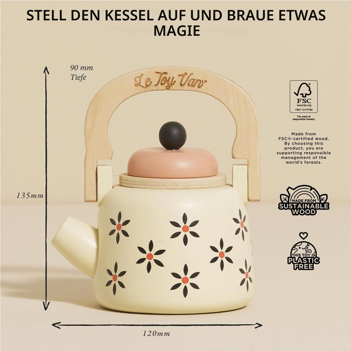 Le Toy Van - TV282 - Wasserkocher aus Holz für Kinder ab 2 Jahren, Montessori Küchenzubehör, Lernspi