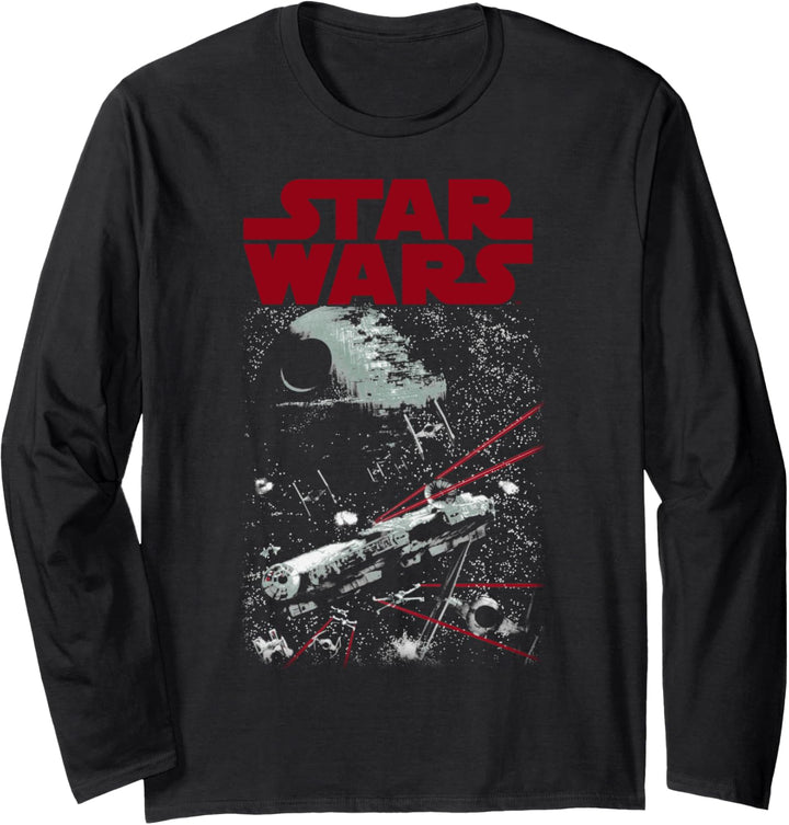 Star Wars Death Star And Stars Poster Langarmshirt