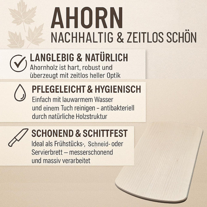 DEKOFANT Frühstücksbrettchen Holz 6er Set aus massivem Ahornholz - 24x15x1cm Holzbrettchen antibakte