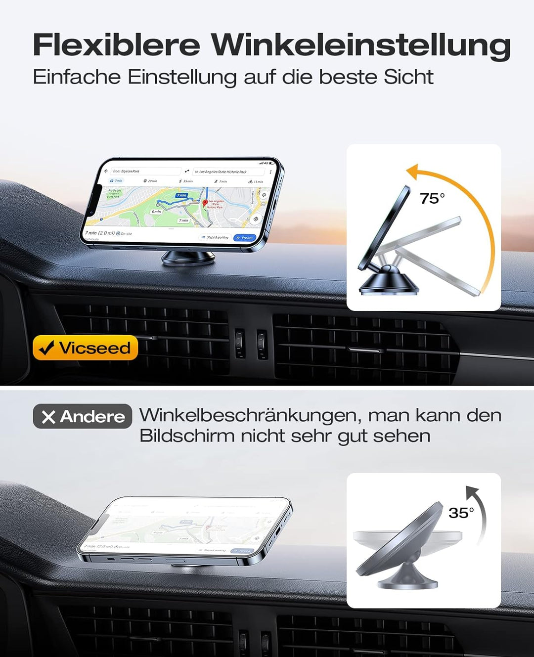 VICSEED Handyhalterung Auto Magnet[20xN55 Stärkste Magnete] Kompatibel mit MagSafe Autohalterung ,Ma