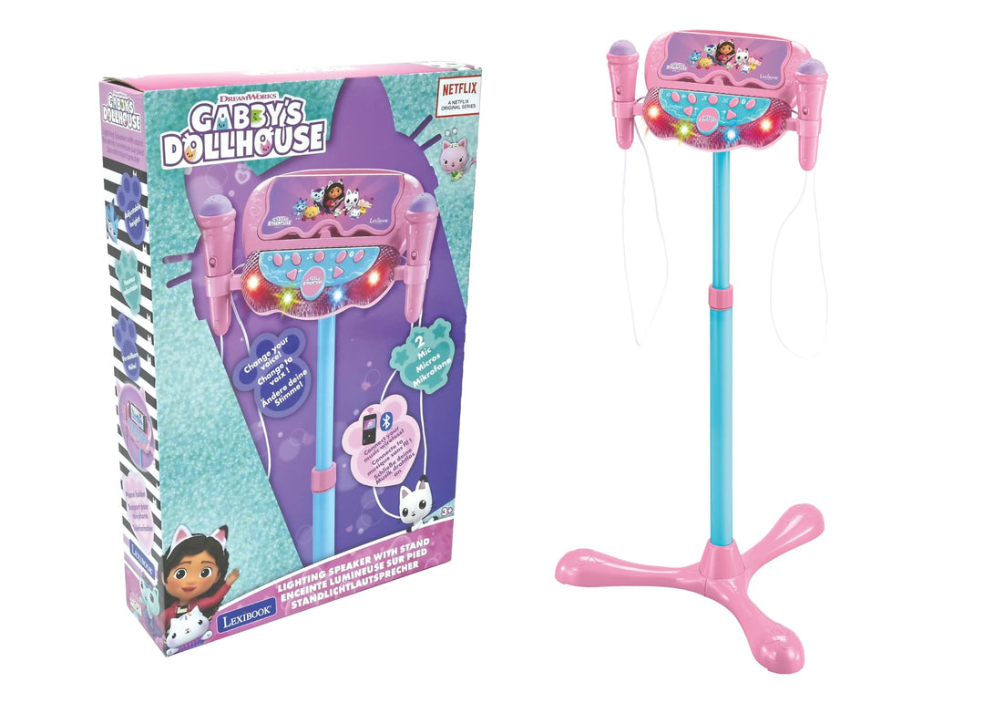 Lexibook, Gabby’s Dollhouse, Leuchtender Bluetooth-Lautsprecher auf Ständer für Kinder, Musikspiel,