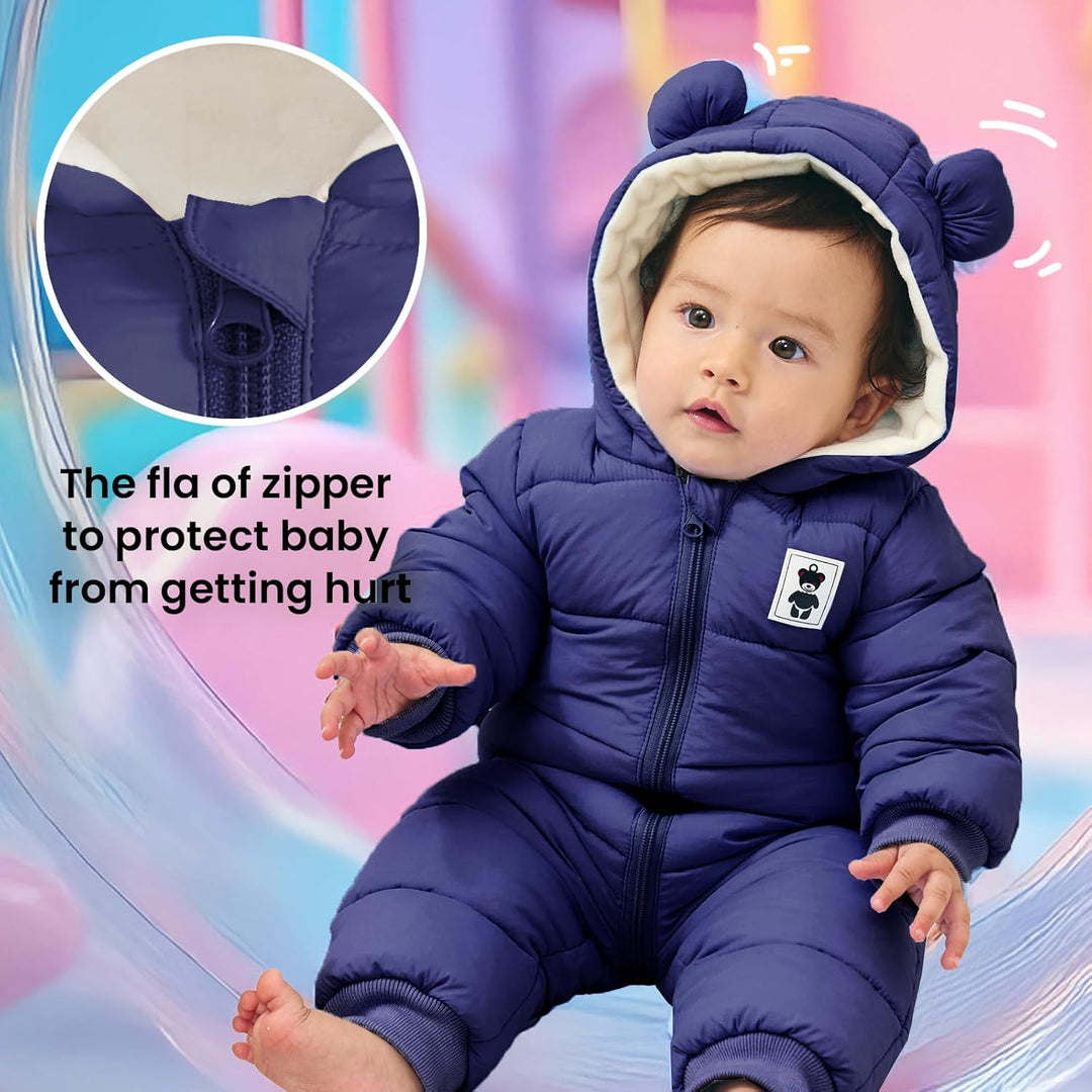 Baby Winter Overall mit Kapuze, Strampler Schneeanzug Jungen Mädchen Langarm Jumpsuit Warm Outfits G