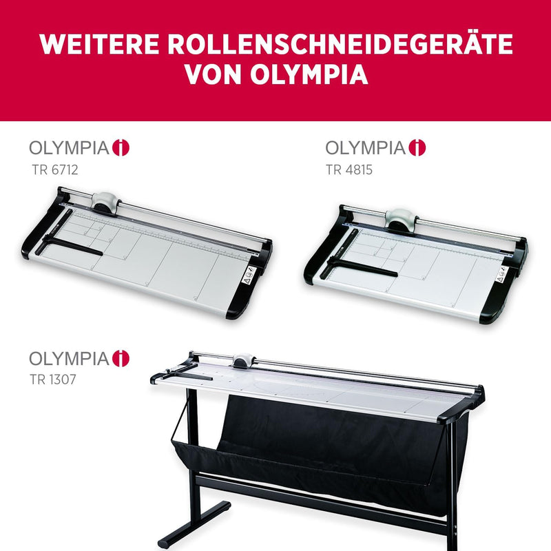 Olympia TR 3615 Rollen-Schneidemaschine (DIN A4, 15 Blatt, Positionierhilfe, Stapelschneider für Pap