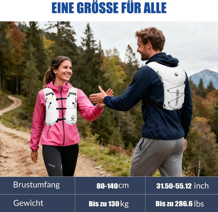 Laufweste Damen mit 2L TPU Trinkblase/500ml Trinkflasche, Leichter Trinkrucksack Laufen Herren 6L, R