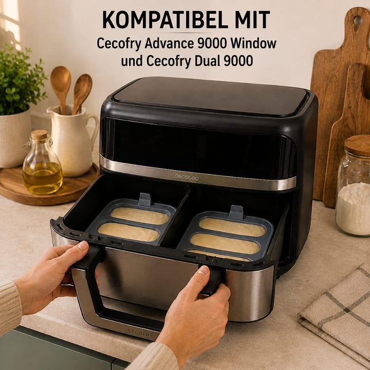 Set mit 4 Silikonformen für Heissluftfritteuse und Backofen 20 x 14,5 cm, Verschiedene Formen für Ri