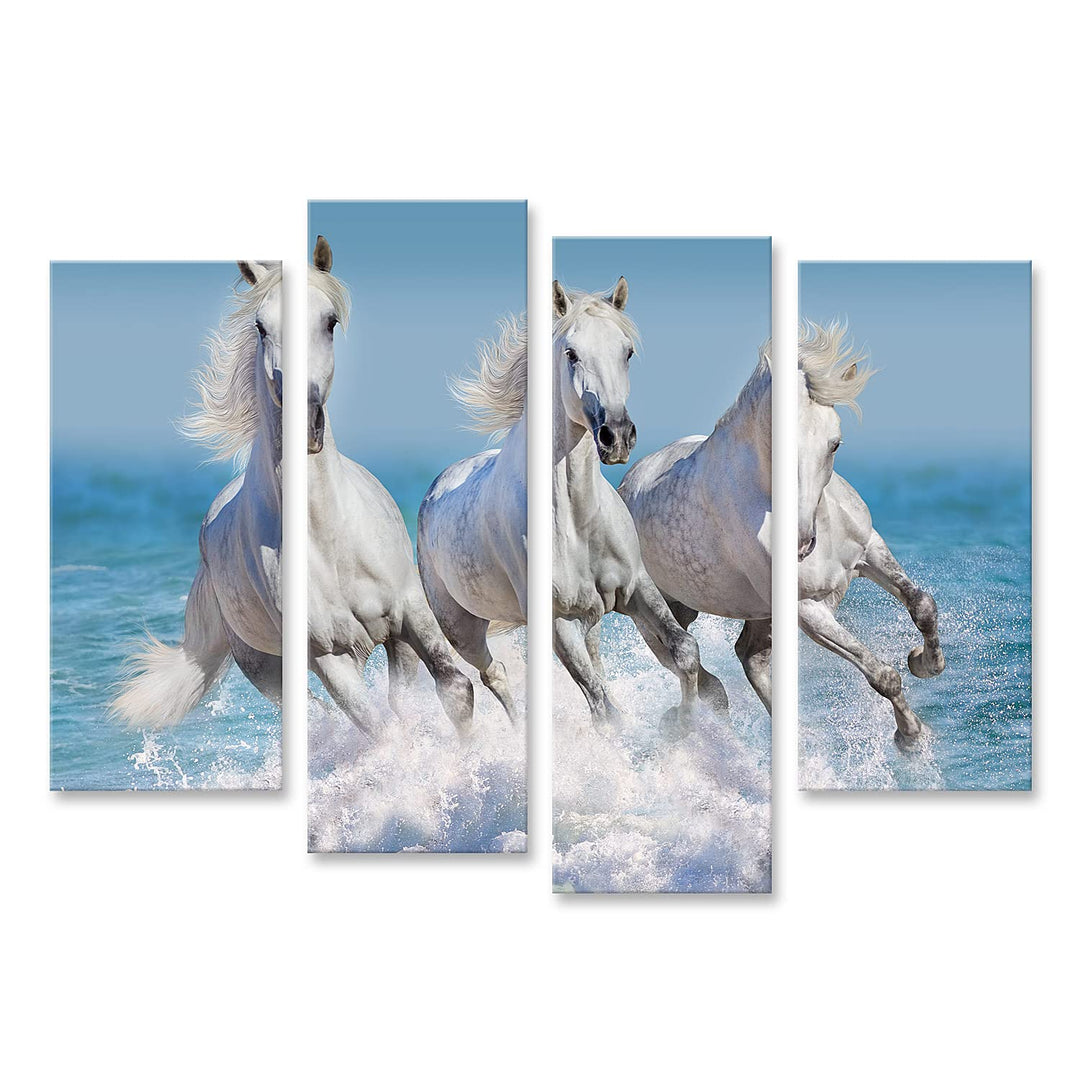 islandburner Bild auf Leinwand Pferde Wasser Weisses Pferd Herde Kinderzimmer Reiten Bilder Wandbild