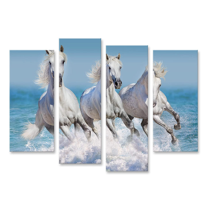 islandburner Bild auf Leinwand Pferde Wasser Weisses Pferd Herde Kinderzimmer Reiten Bilder Wandbild