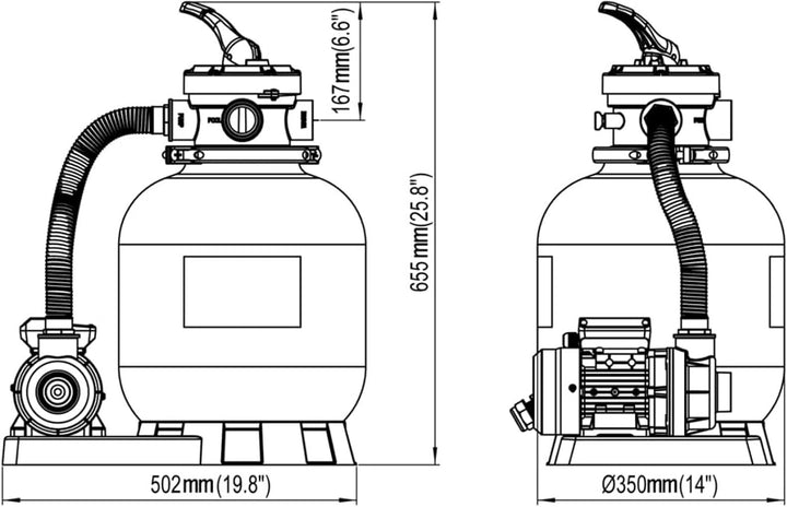 Sandfilterpumpe, Poolfilter, Sandfilter, 600 W, 17000 l/h