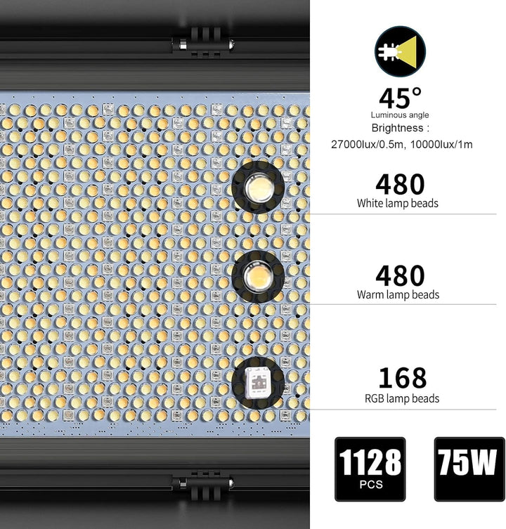 GVM RGB LED Videoleuchte LED, 75W LED Video Beleuchtung mit 8 Lichtszenen, LED Studiolicht Fotografi
