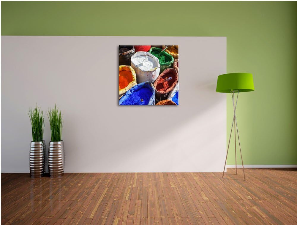 Farbpigmente, Format: 70x70 auf Leinwand, XXL riesige Bilder fertig gerahmt mit Keilrahmen, Kunstdru