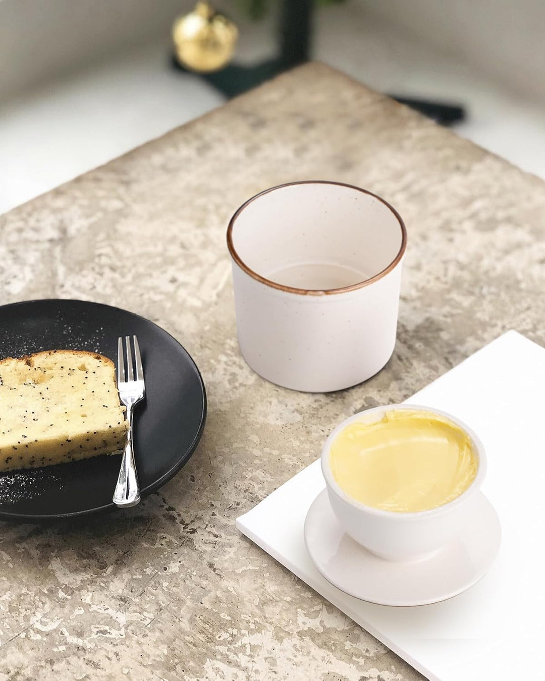 Jersinwei Butterdose mit Deckel, reaktive Glasur, französischer Buttertopf für Theke, Keramik-Butter