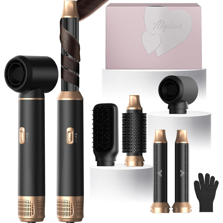 Atopskins 5 in 1 Hairstyler mit Lockenstab mit Luft Links/Rechts, 1000W Airstyler Hair Styler Set mi