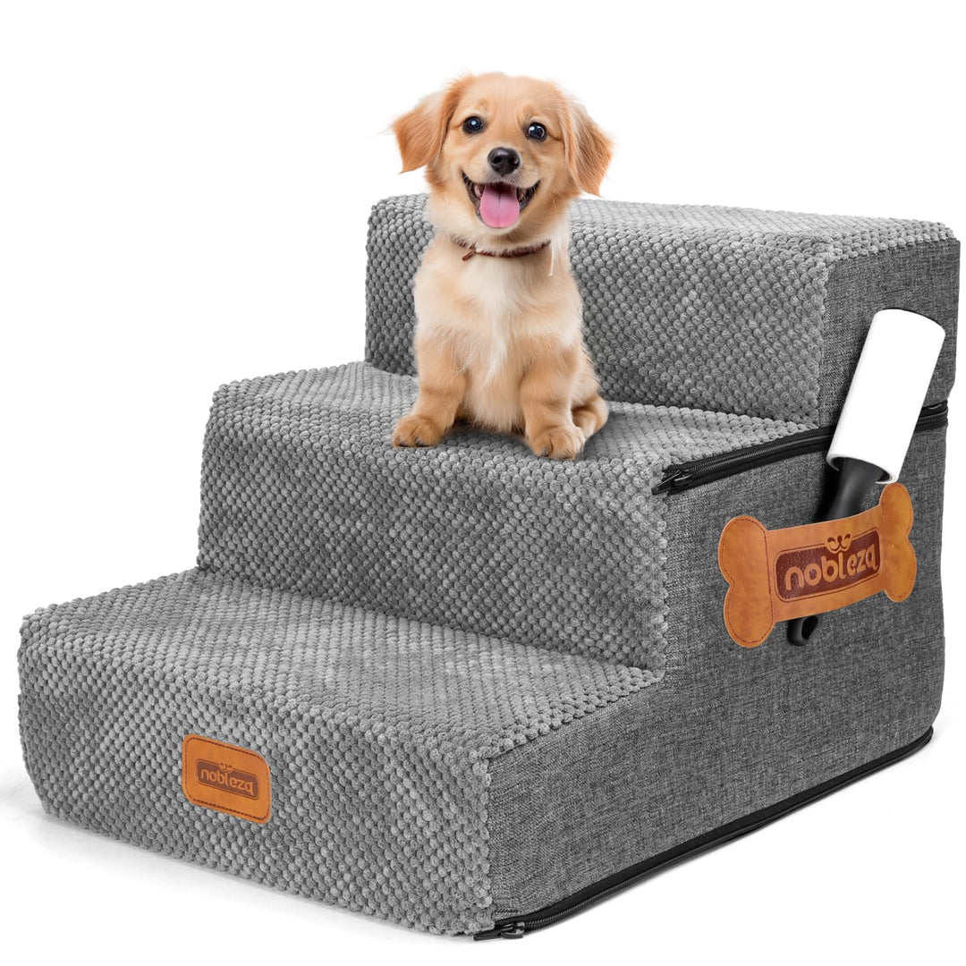 Nobleza 3-stufige Haustiertreppe für kleine Hunde &amp; Katzen, Hunderampe aus hochdichtem Schaum, rutsc