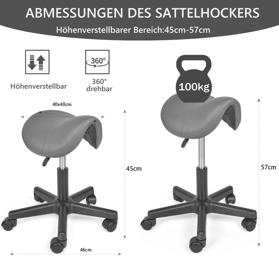 Mingone Sattelhocker Drehhocker Sattelstuhl Höhenverstellbar Bürohocker Ergonomisch Praxishocker mit