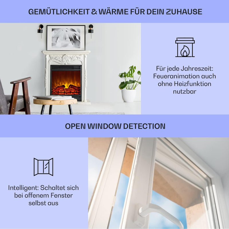 Klarstein Elektrokamin, Elektro Heizungen für Wohnzimmer & Innenräume, Elektrischer Kamin mit LED Fl