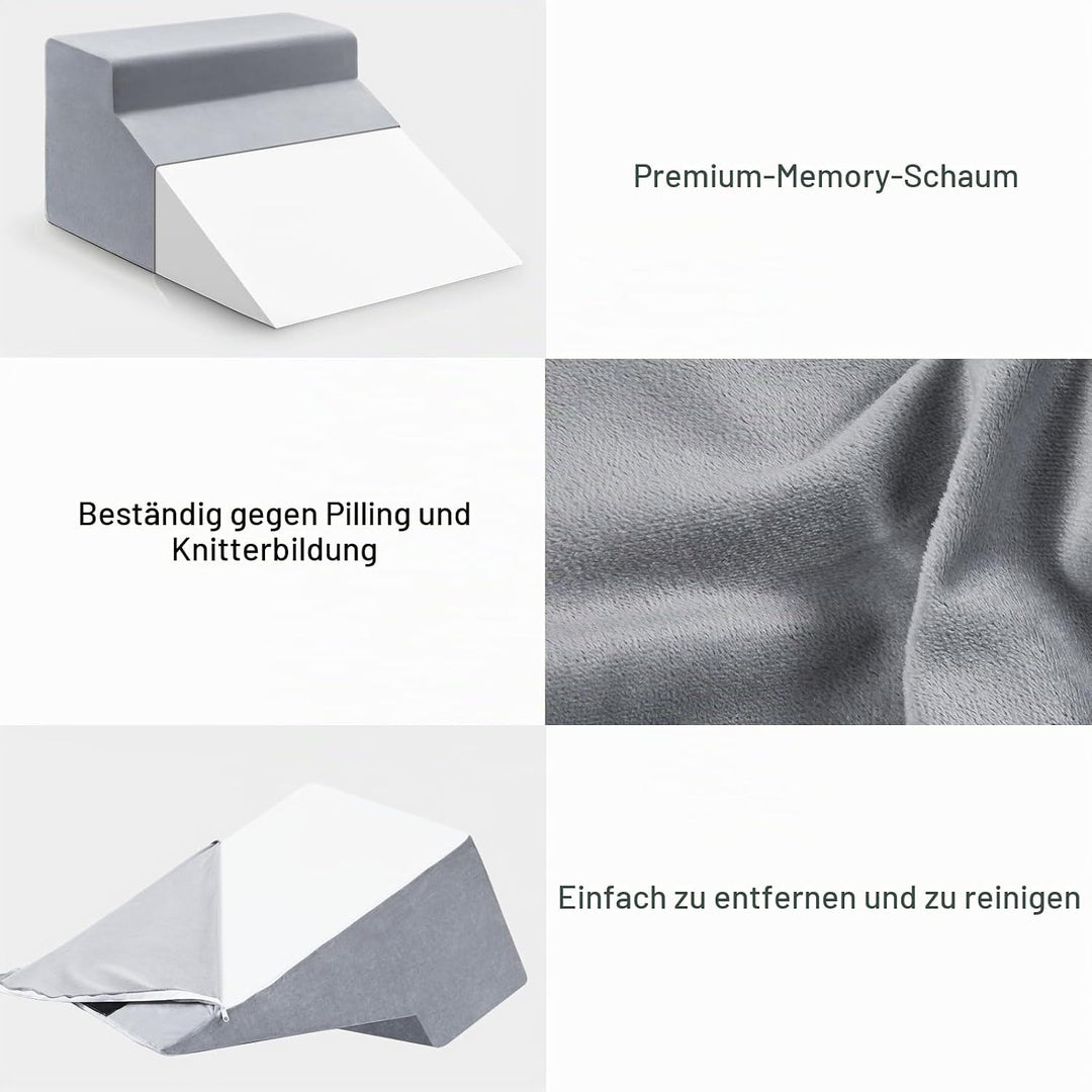 Lesekissen &amp; Keilkissen zur Beinerhöhung, Memory Foam Nacken, Rücken, Beinstützkissen, Abnehmbares M