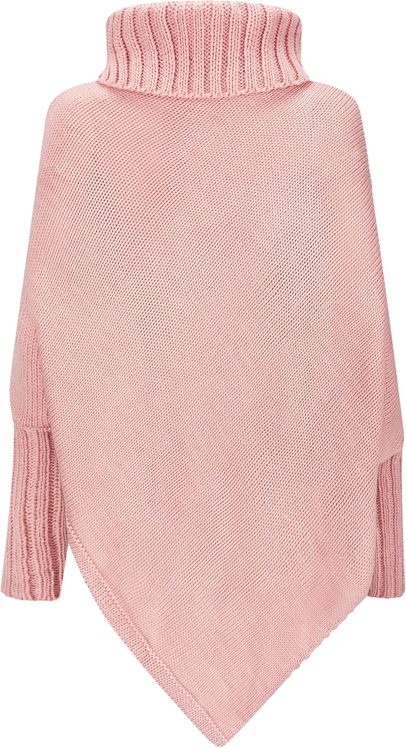 Mississhop Poncho Strick Sweatshirt Pullover Umhang Überwurf Einheitsgrösse Rosa, Einheitsgrösse Ros