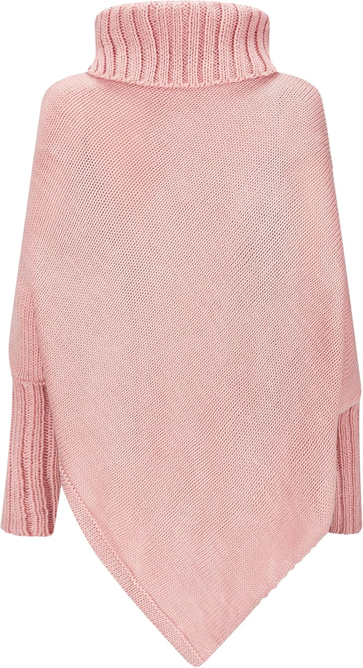 Mississhop Poncho Strick Sweatshirt Pullover Umhang Überwurf Einheitsgrösse Rosa, Einheitsgrösse Ros